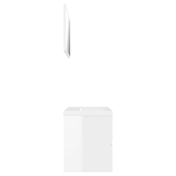 vidaXL Conj. de m&oacute;veis de casa de banho contraplacado branco brilhante