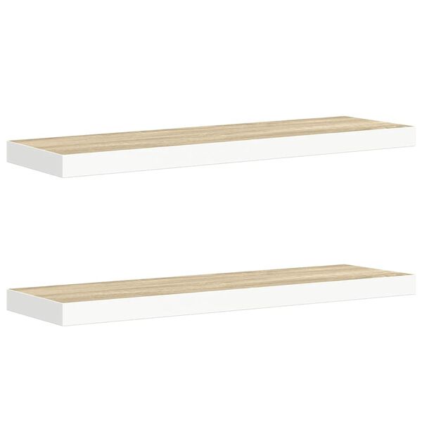 vidaXL Prateleiras de parede 2 pcs 80x23,5x3,8cm MDF carvalho e branco