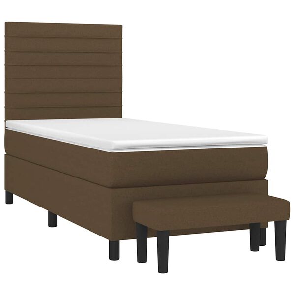 vidaXL Cama com molas/colch&atilde;o 90x200 cm tecido castanho-escuro