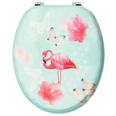 vidaXL Assento de sanita com tampa MDF design flamingo