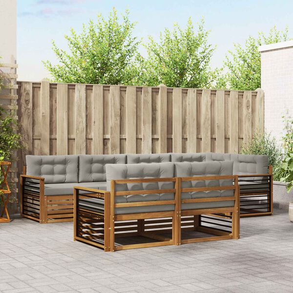 vidaXL Conjunto de Sof&aacute;s para Exterior 7 pcs Cinza Natural e Claro