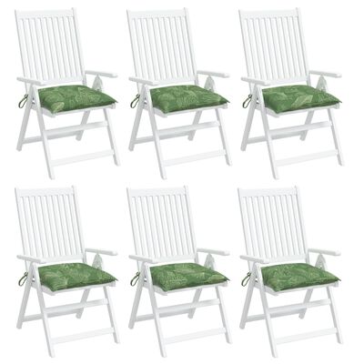 vidaXL Almofadões para cadeira 6 pcs 40x40x7 cm tecido padrão folhas