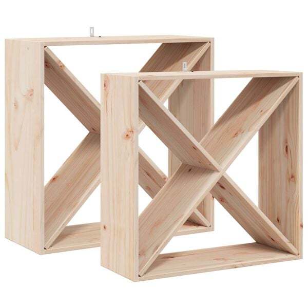 vidaXL Escorredor de Vinho 2 pcs Natural 62 x 25 x 62 cm