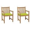 vidaXL Cadeiras jardim c/ almofad&otilde;es verde brilhante 2 pcs teca maci&ccedil;a