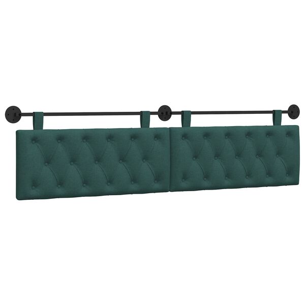 vidaXL Cabeceira Suspensa Verde Escuro 210 x 55 x 7 cm tecido