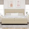 vidaXL Cama Box Spring LED Cinza Claro e Branco 200 x 200 cm
