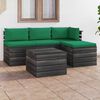 vidaXL 5 pcs conjunto lounge de paletes + almofad&otilde;es madeira de pinho