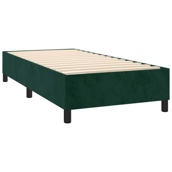 vidaXL Cama com molas/colch&atilde;o 80x200 cm veludo verde-escuro