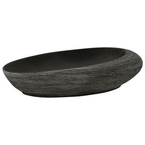 vidaXL Lavat&oacute;rio de bancada oval 59x40x14 cm cer&acirc;mica cinza e preto