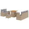 vidaXL Conjunto de Sof&aacute; de Jardim 8 pcs Bege e Cinza Claro