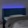 vidaXL Cabeceira de cama c/ luzes LED veludo 93x16x78/88cm azul-escuro
