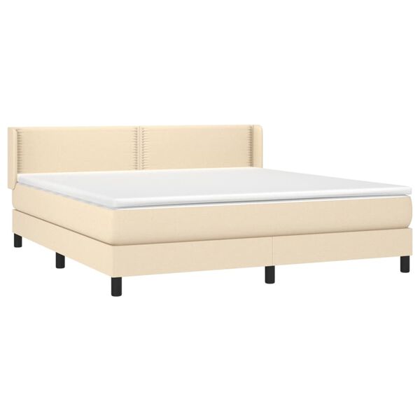 vidaXL Cama com molas/colch&atilde;o 160x200 cm tecido cor creme