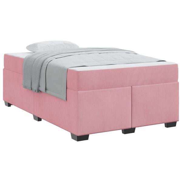 vidaXL Estrutura da Cama com colch&atilde;o Rosa 120 x 190 cm tecido