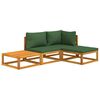 vidaXL 4 pcs conj. lounge jardim madeira c/almofad&otilde;es verdes