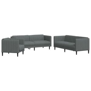 vidaXL 3 pcs conjunto de sof&aacute;s tecido cinzento-escuro