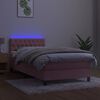 vidaXL Cama box spring c/ colch&atilde;o/LED 90x200 cm veludo rosa