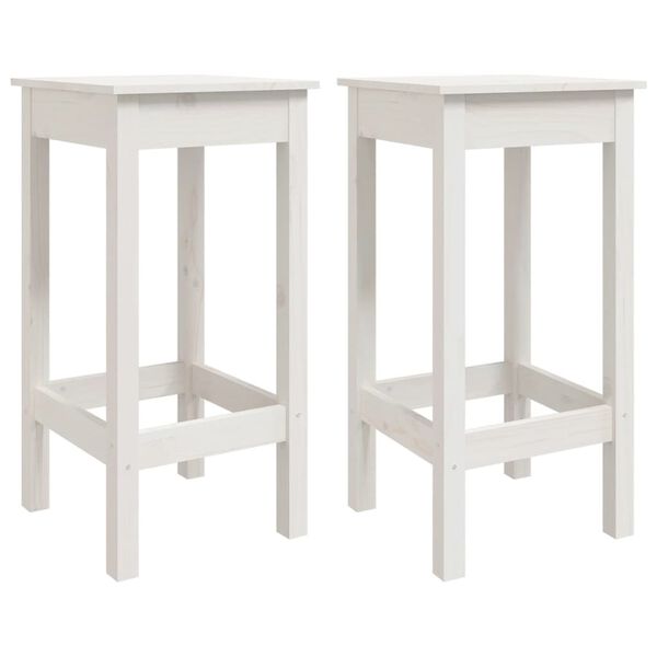 vidaXL Cadeiras de bar 2 pcs 40x40x78cm madeira de pinho maci&ccedil;a branco