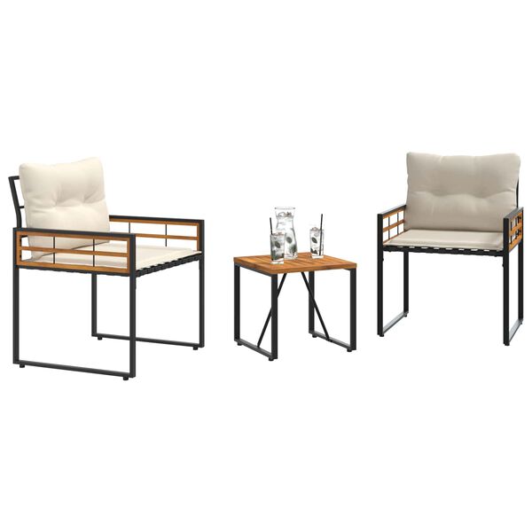 vidaXL Conjunto de M&oacute;veis para Exterior com almofada 3 pcs Creme