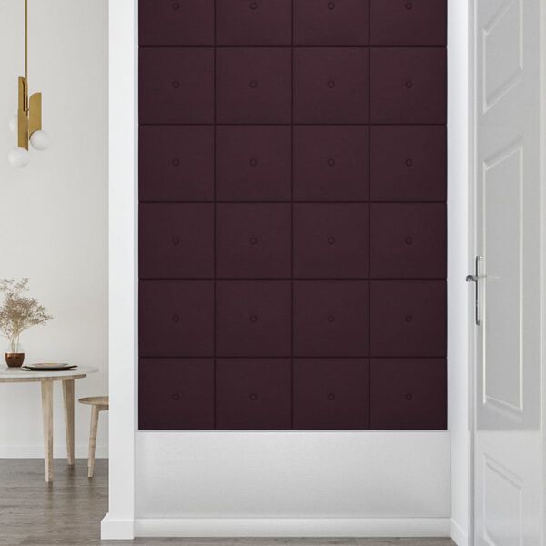 vidaXL Painel de parede 12 pcs 30x30 cm tecido 1,08 m&sup2; roxo