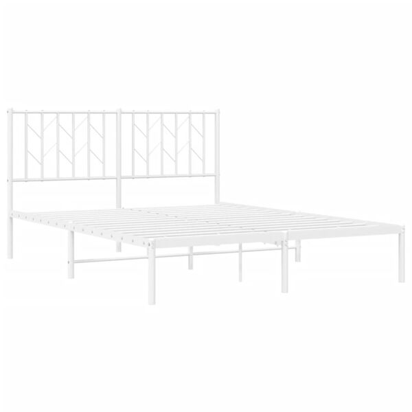 vidaXL Estrutura de cama com cabeceira 135x190 cm metal branco