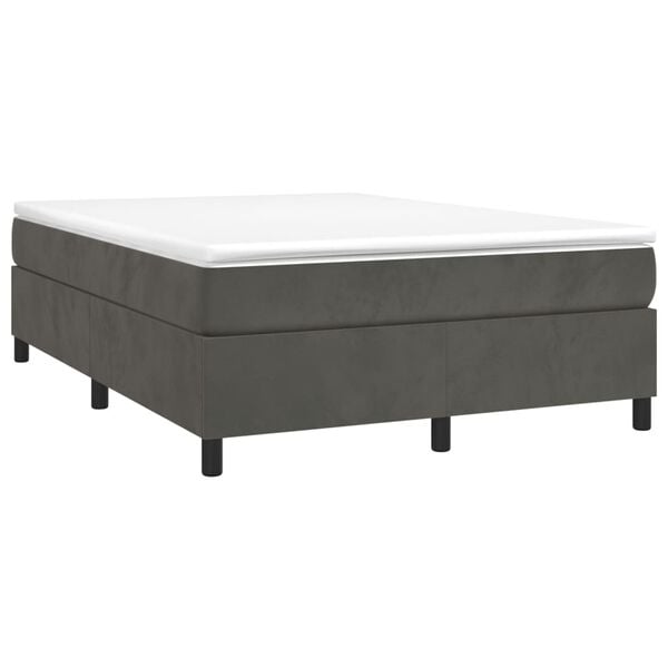 vidaXL Cama com molas/colch&atilde;o 140x190 cm veludo cinzento-escuro