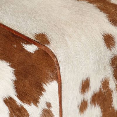 vidaXL Banco 160x28x50 cm couro de cabra genuíno castanho e branco