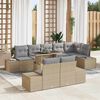 vidaXL Conjunto de Sof&aacute; de Jardim 9 pcs Bege Rattan Sint&eacute;tico
