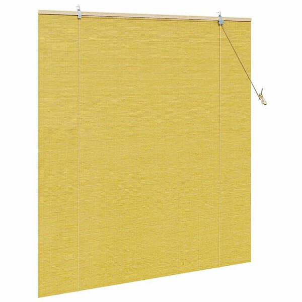 vidaXL Estores de rolo com cortinas Manual Amarelo 140 x 160 cm Bambu