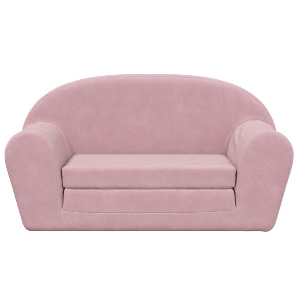 vidaXL Sof&aacute;-cama infantil de 2 lugares pel&uacute;cia rosa