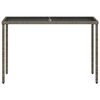 vidaXL Mesa de jardim com tampo de vidro 115x54x74 cm vime PE cinza