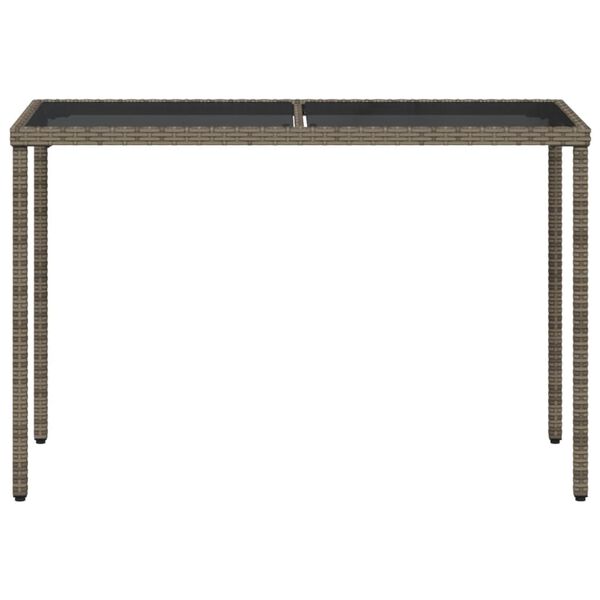 vidaXL Mesa de jardim com tampo de vidro 115x54x74 cm vime PE cinza