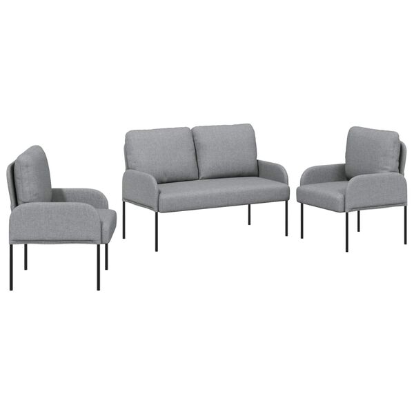 vidaXL Conjuntos de sof&aacute;s 3 pcs Cinzento-claro 115 x 56 x 80 cm