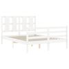 vidaXL Estrutura de cama com cabeceira 140x200cm madeira maciça branco