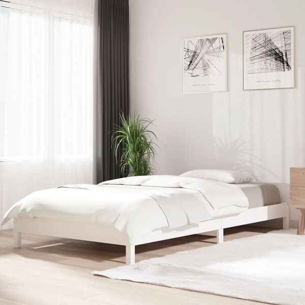 vidaXL Cama empilh&aacute;vel 90x200 cm madeira de pinho maci&ccedil;a branco