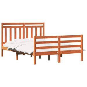 vidaXL Estrutura da Cama com cabeceira Marrom Cera 140 x 200 cm
