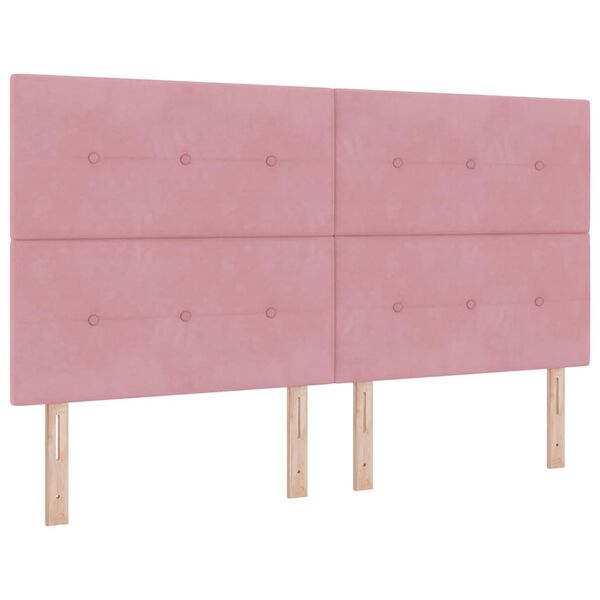 vidaXL Cama Box com colch&atilde;o com cabeceira Rosa 200 x 180 cm Poli&eacute;ster