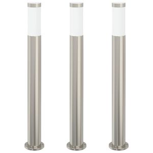vidaXL Lumin&aacute;rias de balizamento, 3 pe&ccedil;as, 80 cm, a&ccedil;o inoxid&aacute;vel, IP44