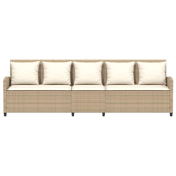 vidaXL Sof&aacute; de jardim de 5 lugares com almofad&otilde;es vime PE bege