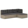 vidaXL 4 pcs conjunto lounge de jardim c/ almofad&otilde;es vime PE cinzento