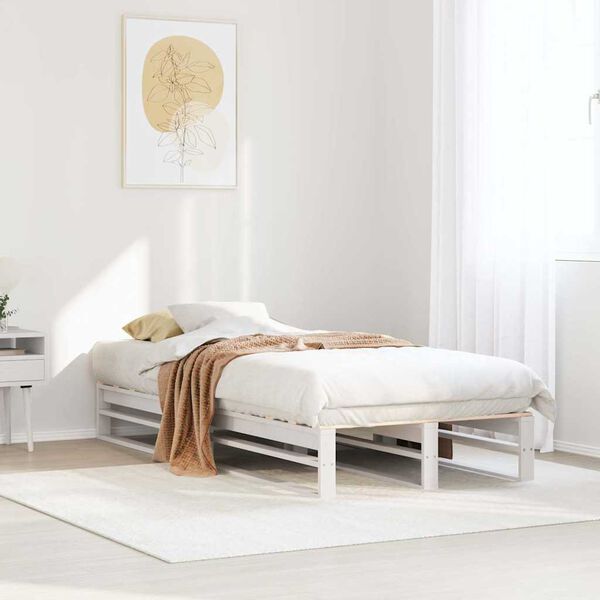 vidaXL Cama sem colchão 75x190 cm madeira de pinho maciça branco