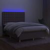 vidaXL Cama box spring colch&atilde;o/LED 140x200 cm tecido cinza-acastanhado