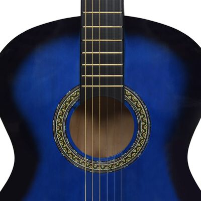 vidaXL 12 peças conjunto guitarra clássica iniciantes 4/4 39" azul