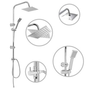 vidaXL Conjunto de duche com chuveiro fixo e de m&atilde;o a&ccedil;o inoxid&aacute;vel