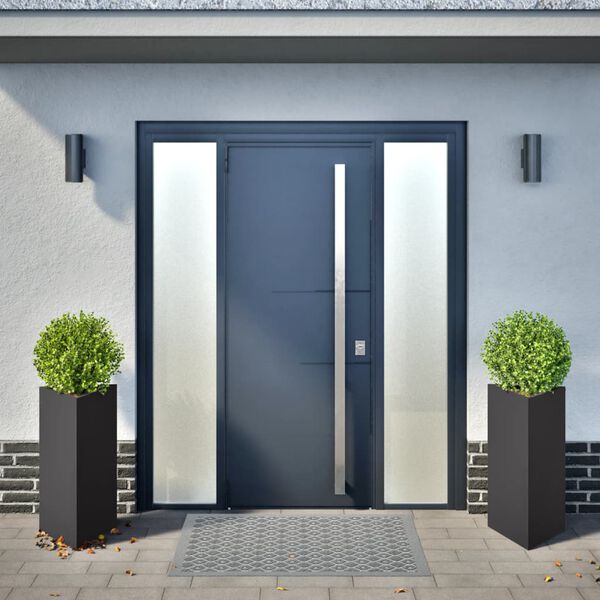 vidaXL Vaso/floreira de jardim triangular 2 pcs 40x34,5x70cm aço preto