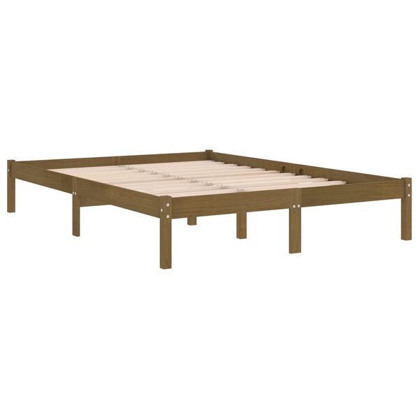 vidaXL Estrutura de cama 200x200 cm pinho maciço castanho mel