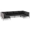 vidaXL 6 pcs conj. lounge jardim c/ almofad&otilde;es vime PE cinzento-escuro