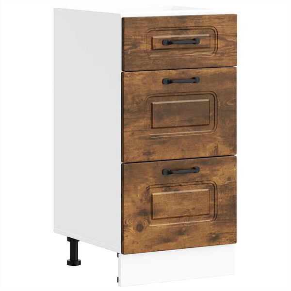 vidaXL Arm&aacute;rio cozinha baixo Kalmar madeira trabalhada carvalho fumado