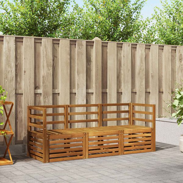 vidaXL Conjuntos de sof&aacute;s 3 pcs Natural Madeira S&oacute;lida de Ac&aacute;cia