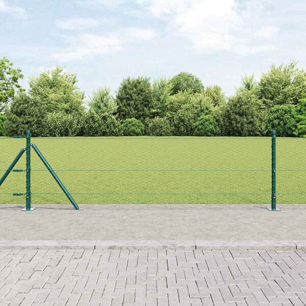 vidaXL Poste de Cerca Verde 10 x 0,6 m (malha de 25 mm) A&ccedil;o e PVC