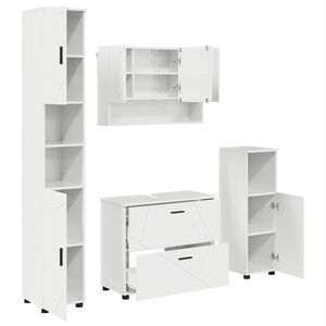 vidaXL Conjunto de M&oacute;veis para Banheiro 4 unid. Branco Brilhante